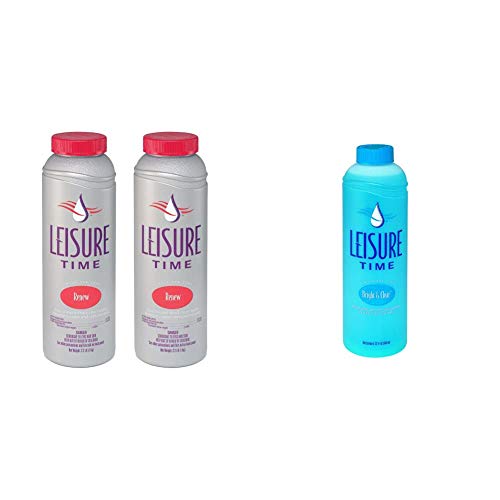 LEISURE TIME RENU2-02 Renew Non-Chlorine Shock for Spas and Hot Tubs, 2.2-Pounds, 2-Pack & A Bright and Clear Cleanser for Spas and Hot Tubs, 32 fl oz