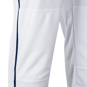 CHAMPRO Men's Standard Triple Crown Open Bottom Adult Baseball Pants, White, Navy Pipe, Medium