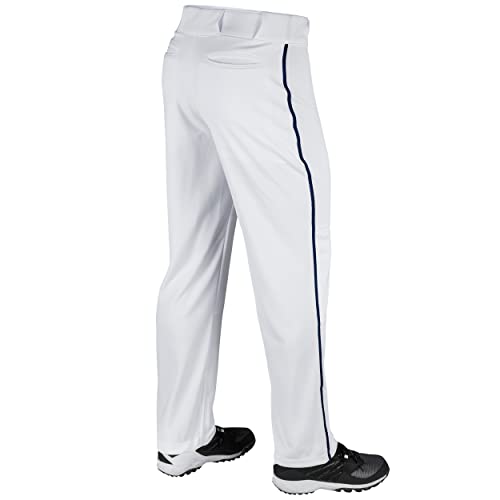 CHAMPRO Men's Standard Triple Crown Open Bottom Adult Baseball Pants, White, Navy Pipe, Medium