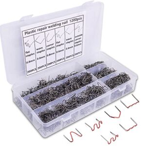 plastic welder staples1200pcs with storage box,6 kinds of hot staples for all cars,plastic welding staples for repair machine car bumpers,made of stainless steel,plastic repair kit staples (1200)