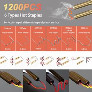 Plastic Welder Staples1200pcs with Storage Box,6 Kinds of Hot Staples for All Cars,Plastic Welding Staples for Repair Machine Car Bumpers,Made of Stainless Steel,Plastic Repair Kit Staples (1200)