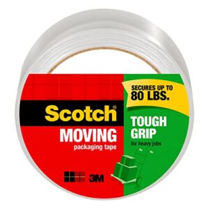 scotch tough grip moving packaging tape, 1 roll, 1.88″ x 54.6 yards (3500)