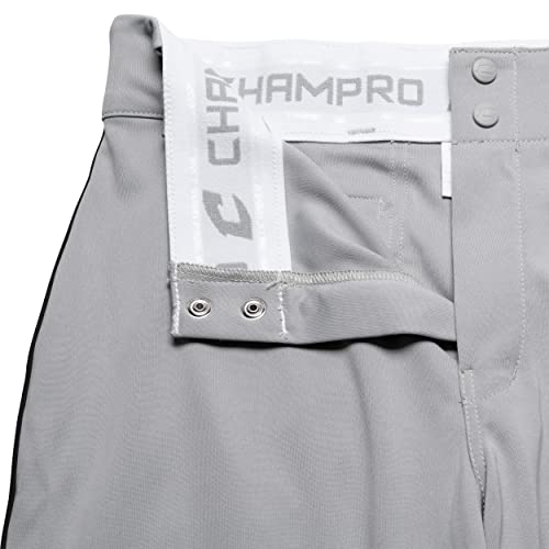 CHAMPRO mens Triple Crown Open Bottom Piped Adult Baseball Uniform Pants, Grey, Black Piping, Small US