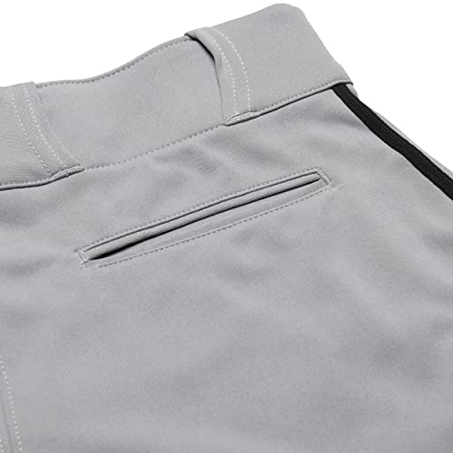 CHAMPRO mens Triple Crown Open Bottom Piped Adult Baseball Uniform Pants, Grey, Black Piping, Small US