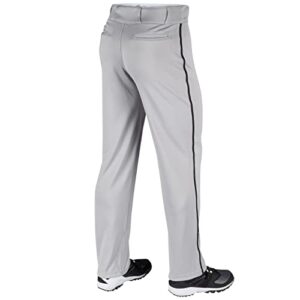 CHAMPRO mens Triple Crown Open Bottom Piped Adult Baseball Uniform Pants, Grey, Black Piping, Small US