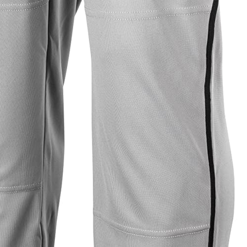 CHAMPRO mens Triple Crown Open Bottom Piped Adult Baseball Uniform Pants, Grey, Black Piping, Small US