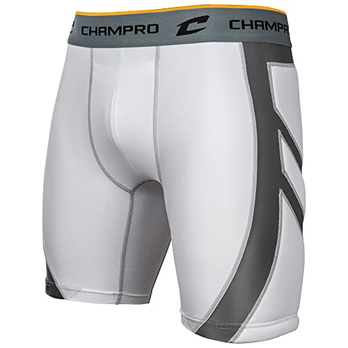 CHAMPRO Wind Up Compression Polyester/Spandex Sliding Short, Adult Large, White (BPS15AWL)