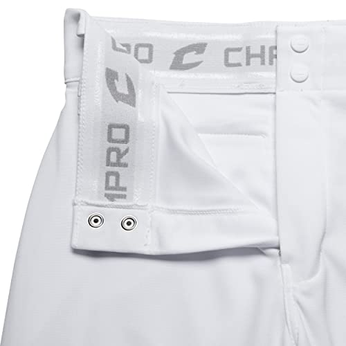 CHAMPRO Triple Crown OB Open-Bottom Loose-Fit Baseball Pant in Solid Color with Adjustable Inseam and Reinforced Sliding Areas, White, Adult Medium