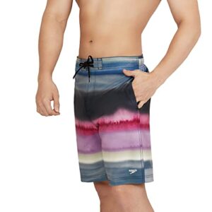 Speedo Men's Standard Swim Trunk Knee Length Boardshort Bondi Printed, 20" Coastal China Blue, X-Large