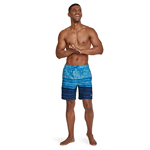 Speedo Men's Standard Swim Trunk Mid Length Redondo Floral, Reign Peacoat, Large