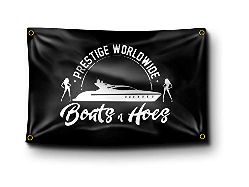 Banger - Prestige Worldwide Boats & Hoes Step Brothers Movie Motivational Inspirational Office Gym Dorm Wall Decor Design on a 3X5 Feet Flag with 4 Grommets for Easy Hanging. Authentic BANGER FLAG