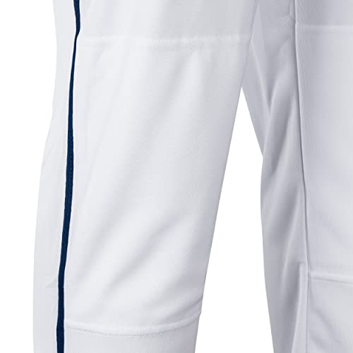 CHAMPRO Boys' Triple Crown Open Bottom Youth Baseball Pants, White, Navy Pipe, Large