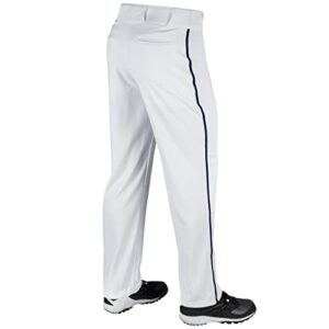 CHAMPRO Boys' Triple Crown Open Bottom Youth Baseball Pants, White, Navy Pipe, Large