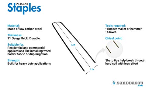 Sandbaggy 1000 Count 6" Landscape Staples | Industrial Grade 11 Gauge Steel | Great for Securing Landscape Fabrics, Erosion Control Matting, Bird Netting & Etc |Trusted by Farmers Across USA