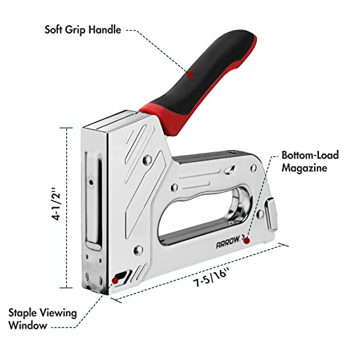 Arrow T55BL Staple Gun Kit, Heavy Duty Manual Stapler with 3750 Pieces T50 1/4", 3/8", 1/2" Staples, Soft Rubber Grip, for Upholstery Professional Projects