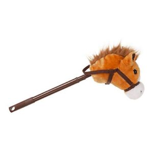 jt international plush adjustable stick horse with sound brown