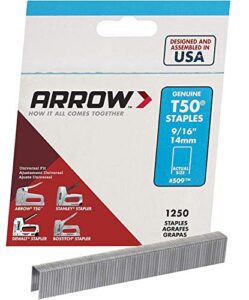 arrow fastener 509 genuine t50 9/16-inch staples, 1,250-pack-1