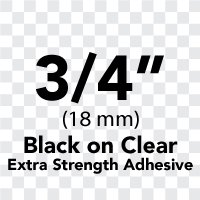 Brother 3/4" (18mm) Black Print on Clear Extra Strength Adhesive P-touch Tape for Brother PT-1890, PT1890 Label Maker