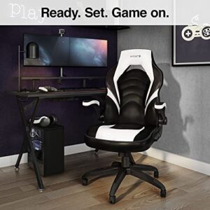 STAPLES Emerge Vortex Bonded Leather Gaming Chair, Black and White, 2/Pack (58294-Ccvs)