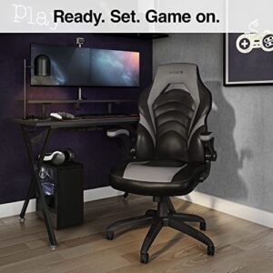 STAPLES Emerge Vortex Bonded Leather Gaming Chair, Black and Gray, 2/Pack (58224-Ccvs)