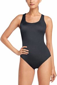 speedo womens ultraback one piece swimsuit (speedo black rib, large)