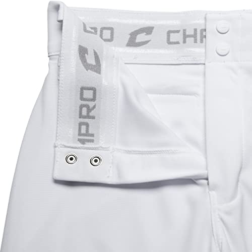 CHAMPRO Boys' Triple Crown Open Bottom Youth Baseball Pants, White, Scarlet Pipe, Medium