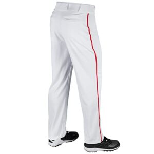 CHAMPRO Boys' Triple Crown Open Bottom Youth Baseball Pants, White, Scarlet Pipe, Medium