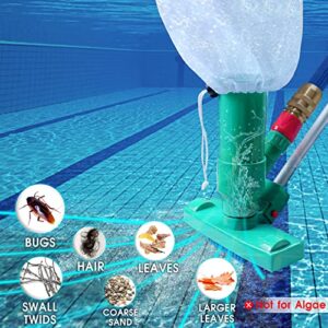 POOLWHALE Portable Pool Vacuum Jet Underwater Cleaner W/Brush,Bag,6 Section Pole of 56.5"(No Garden Hose Included),for Above Ground Pool,Spas,Ponds & Fountains