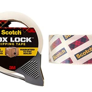 Scotch Box Lock Packaging Tape, 1 Roll with Dispenser, 1.88 in x 1965 in, Extreme Grip Packing, Shipping and Mailing Tape, Sticks Instantly to Any Box (3950-RD)