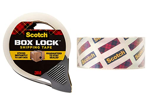 Scotch Box Lock Packaging Tape, 1 Roll with Dispenser, 1.88 in x 1965 in, Extreme Grip Packing, Shipping and Mailing Tape, Sticks Instantly to Any Box (3950-RD)