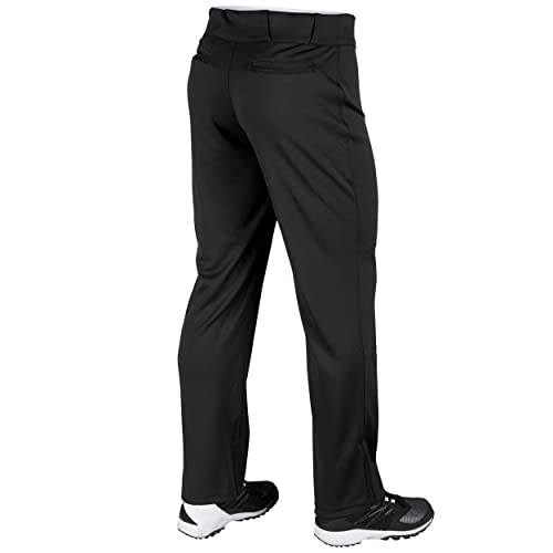 CHAMPRO Triple Crown OB Open-Bottom Loose-Fit Baseball Pant in Solid Color with Adjustable Inseam and Reinforced Sliding Areas, BLACK, Adult Medium