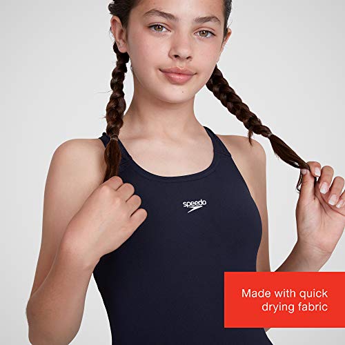 Speedo Girls Essential Endurance+ Medalist Swimsuit, Navy Blue, 26 Inch