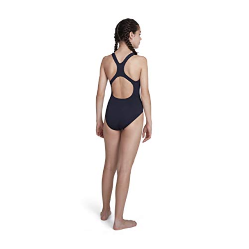 Speedo Girls Essential Endurance+ Medalist Swimsuit, Navy Blue, 26 Inch