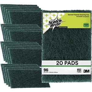 scotch-brite scouring pad 96-20, 20 pads, 6” x 9”, general purpose cleaning, food safe, non-rusting