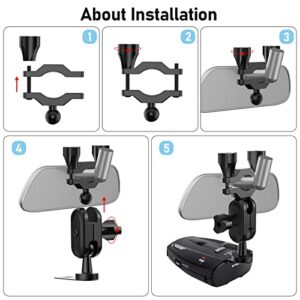 SDSACZMU Radar Detector Mount, Car Rear View Mirror Radar Detector Mount, for Cobra RAD 480i Radar Detector,Easy to Install (at Least 1 inch of Clear Rod Space is Required for Installation)