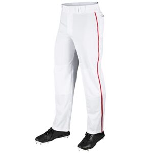 champro mens straight open bottom baseball pants, white, scarlet, medium us