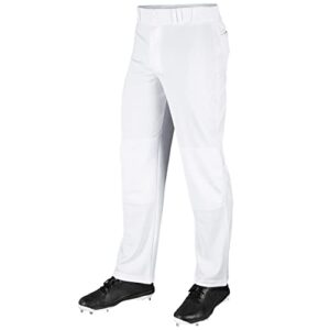 champro mvp ob openbottom loose-fit baseball pant in solid color with reinforced double knee, white, small