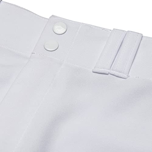 CHAMPRO MVP OB OpenBottom Loose-Fit Baseball Pant in Solid Color with Reinforced Double Knee, White, Small