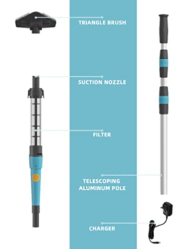 Marcytop Handheld Pool Vacuum, Cordless Rechargeable Stick Pool Cleaner, 4000mAH Battery Capacity, Ideal Pool Vacuum for Above Ground Pools, Hot Tub, Spa, for Sand and Debris