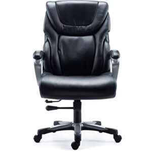 STAPLES Denaly Ergonomic Leather Managers Big & Tall Chair, 400 Lb. Capacity, Black, 2/Pack (51468Vs)