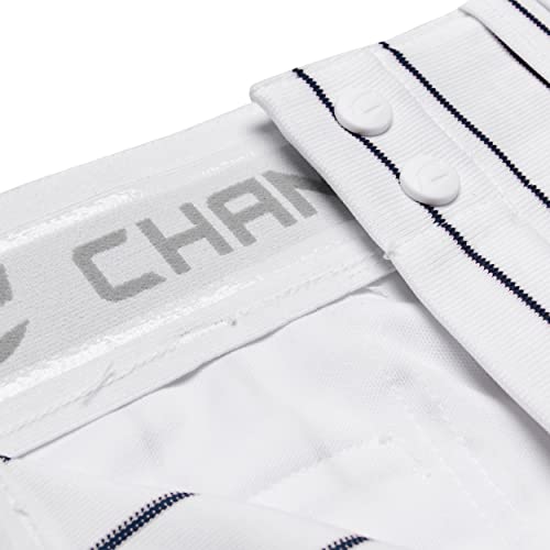 CHAMPRO Adult Triple Crown Knicker Style Baseball Pants with Knit-in Pinstripes and Reinforced Sliding Areas , White,navy, Medium