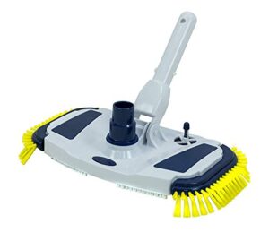 aqua select weighted pool vacuum head with side brushes for cleaning above ground & inground swimming pool | flexible handle with ez clips | quickly clean walls, corners and slopes