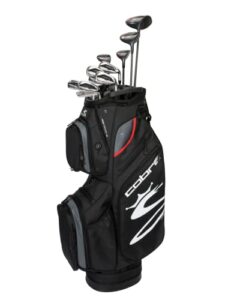 cobra golf 2022 air x complete set (men’s, right hand, cobra ultra lite, senior flex,dr-11.5, 3w-16.0, 4h-22.0, 5h-25.0, 6-pw, sw, putter, cart bag), revolver grey-red