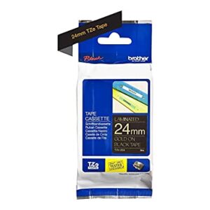 Brother Tze354 Tze Standard Adhesive Laminated Labeling Tape, 1-Inch W, Gold On Black