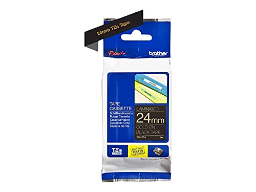 Brother Tze354 Tze Standard Adhesive Laminated Labeling Tape, 1-Inch W, Gold On Black