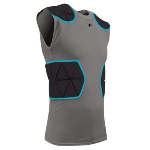 champro unisex-adult tri-flex football compression shirt with cushion system, charcoal, black inset, medium