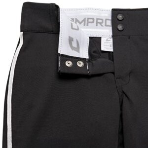 CHAMPRO Women's Standard Tournament Low Rise Softball Pants with Side, Black, White Pipe, Medium