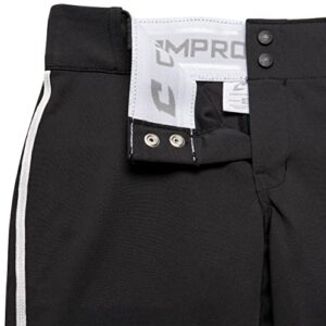 CHAMPRO womens Low-rise Youth Softball With Tournament Traditional Low Rise Pant w/Braid, Black, White Pipe, Large US