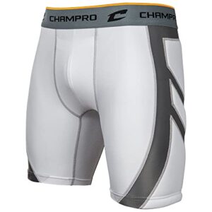 champro boys wind up compression polyester spandex sliding short, white, small us