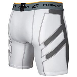 CHAMPRO boys Wind Up Compression Polyester Spandex Sliding Short, White, Small US